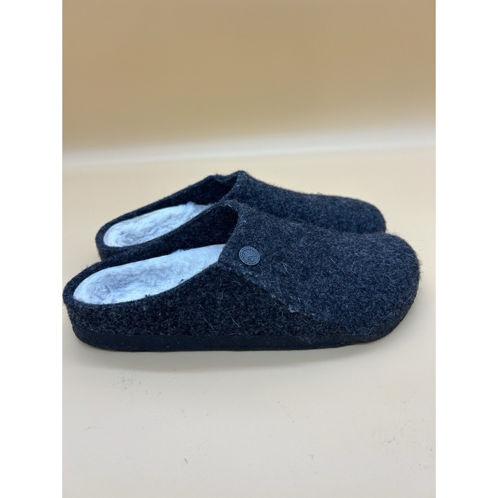 Birkenstock Zermatt‎ Rivet Wool Felt Slippers Gray Shearling EU 37 US 6 Narrow